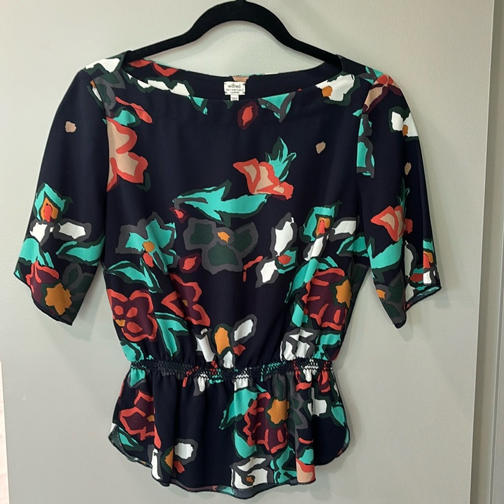 Wilfred Aritzia Floral Peplum Blouse, Size XXS